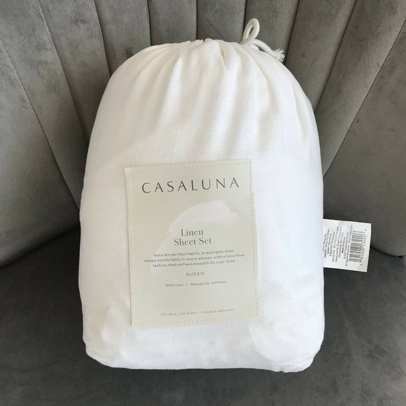 Casaluna Other - Casaluna 100% Washed Linen Solid Sheet Set White Queen Size NEW Opened $159 MSRP